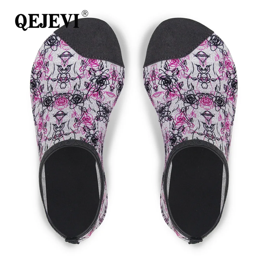 

2018 QEJEVI Summer Women Water Beach Shoes Flower Socks Barefoot Yoga Skin Shoes GYM Sneakers Men Woman Footwear Swimming Shoe