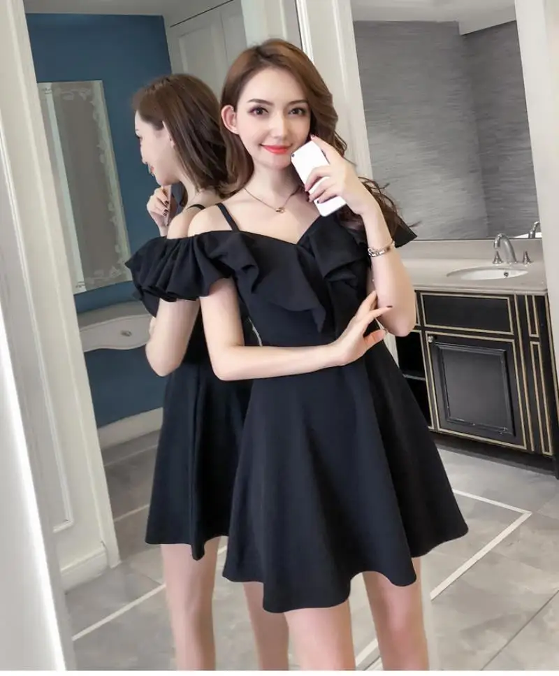 2018 NEW  Arrivals Women Summer 2018 NEW  Off Shoulder  Camisole  Dress  strapless  High waist skirt Mini   Dress Free shipping