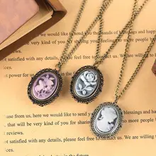 YISUYA винтажные овальные карманные часы с подвеской женские кварцевые часы с голубой розой Ретро женское ожерелье мини часы девочка мальчик