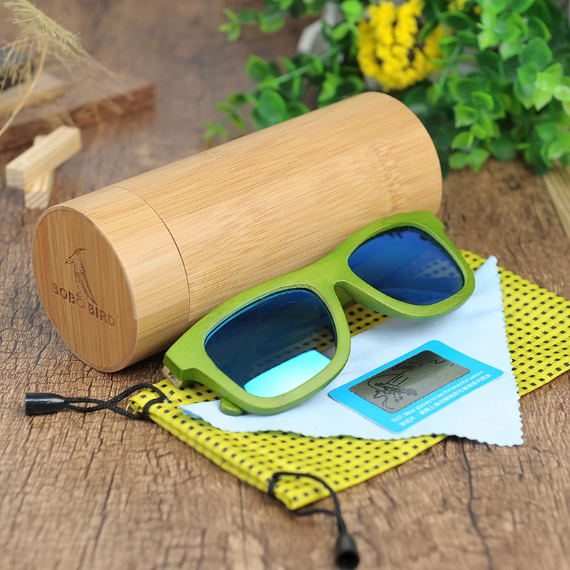 BOBO BIRD DG010d-e Green Bamboo Frame With Laser Logo and Patter Polarized Sunglasses (20)