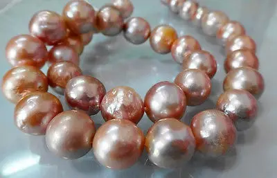 

Wholesale FREE SHIPPING 11-13MM NATURAL AUSTRALIAN SOUTH SEA GENUINE GOLD NUCLEAR PEARL NECKLACE 14KGP