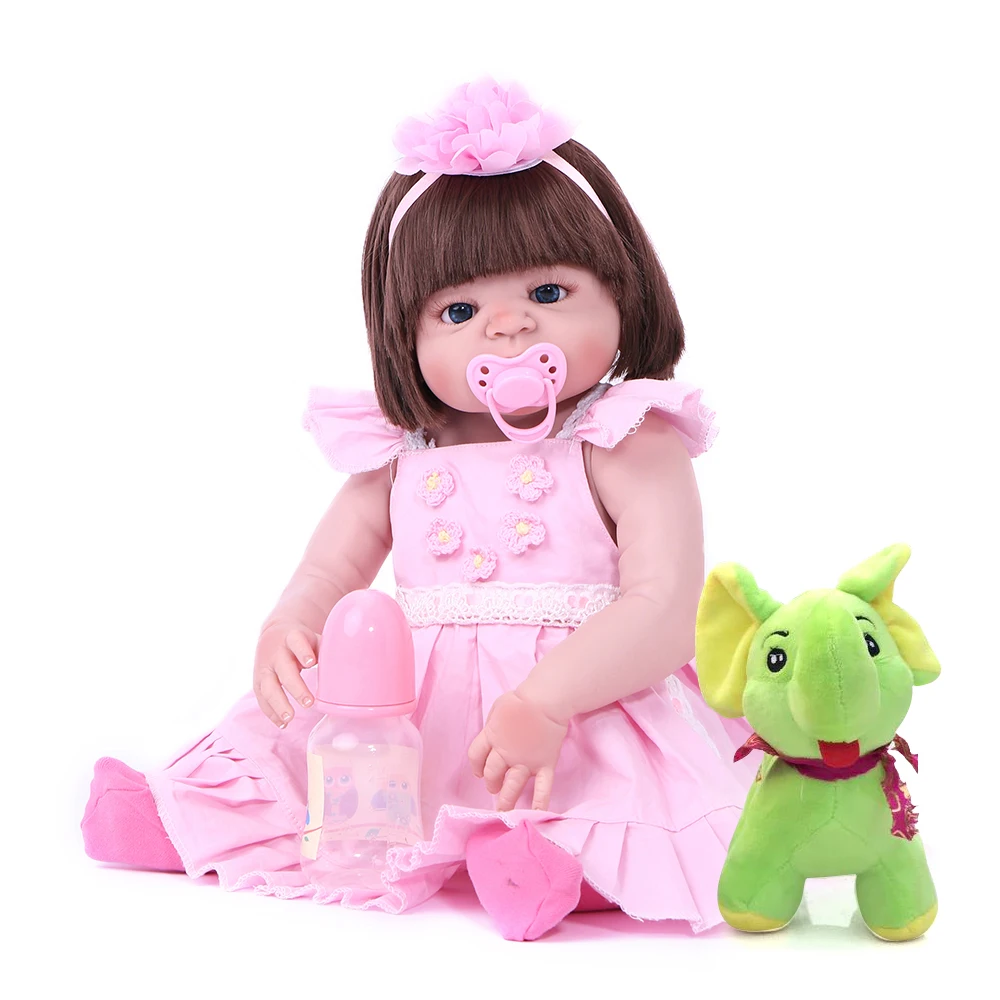 

22 inch 55cm Full Silicone Reborn Baby Alive Newborn Dolls Lifelike Real Dolls Realistic Pinks Dress Girl Toys Xmas Gift