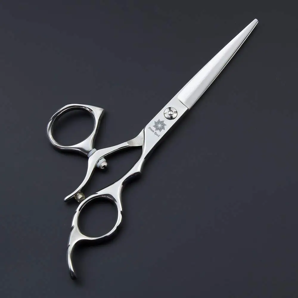 Anel de Polegar Corte em Linha Japonês Inoxidável Giro Profissional Barbeiro Navalha Borda Cabeleireiro Reta Tesouras 440c 6.0 360 5 Tesouras de cabelo
