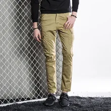 Осень г. хлопок Для мужчин Брюки для девочек Хорошее качество несколькими карманами Pantalon Homme