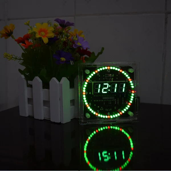 Обновление DIY EC1515B DS1302 свет Управление вращения светодиодный набор для электронных часов музыки доски световой сигнализации Управление часы - Цвет: green 2 with case