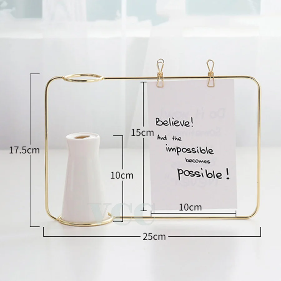 Creative Iron Line Flower Pot Plant Vase Stand Postcard Clip Holder Ceramic Vase For Flowers Vase For Wedding Decoration 2