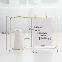 Creative Iron Line Flower Pot Plant Vase Stand Postcard Clip Holder Ceramic Vase For Flowers Vase For Wedding Decoration 2