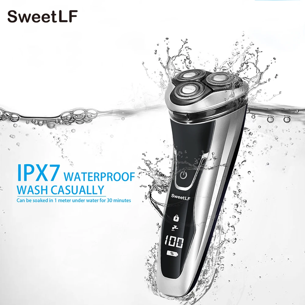 sweetlf 3d rechargeable ipx7 waterproof electric shaver