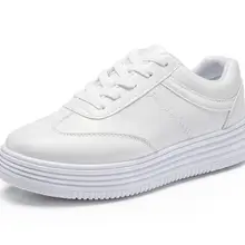 Onke Для женщин обувь для ходьбы модные однотонные Для женщин pu Обувь На Шнуровке универсальная Повседневная белая Дамская обувь женские кроссовки