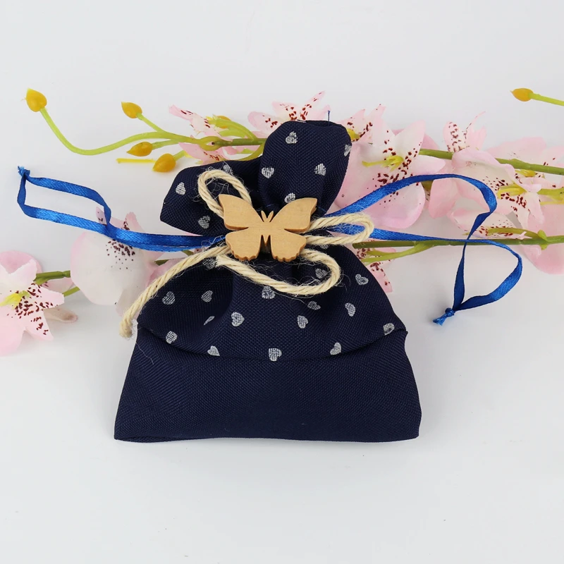 30 шт. 10*11,5 см бант шнурок подарочная сумка DIY конфетная сумка для домашнего хранения чайная ткань сумки ванильное Саше простые новогодние подарочные сумки - Цвет: blue