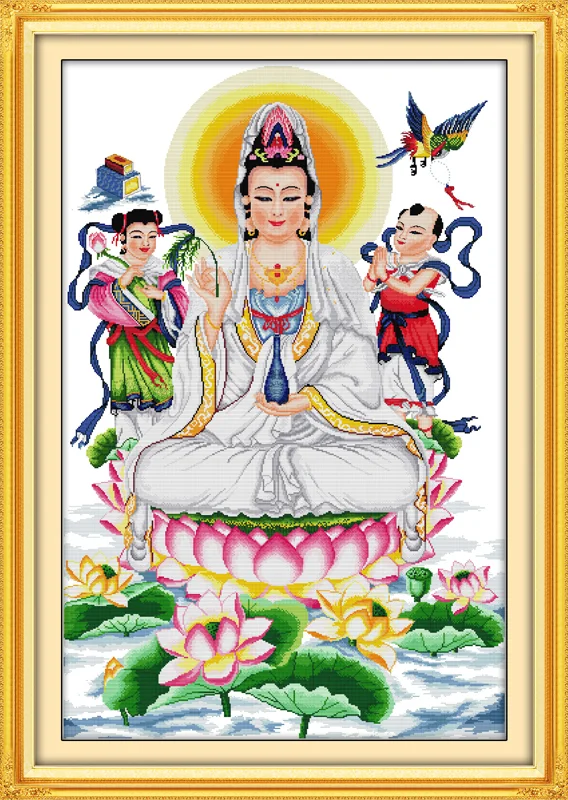 

Kwan-yin giving blessings(3) cross stitch kit people 18ct 14ct 11ct count print canvas stitches embroidery handmade needlework