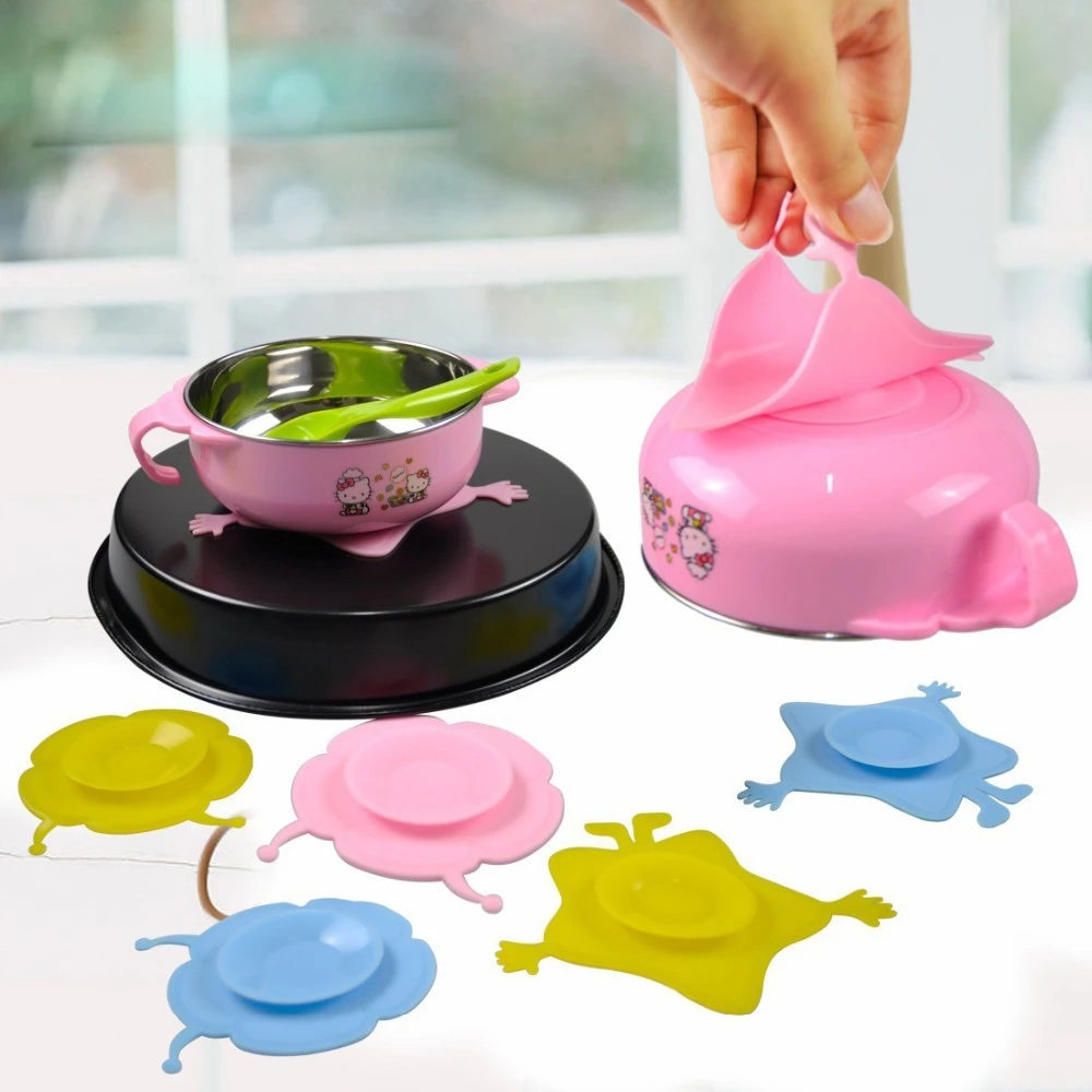 Child Tableware Non-slip Bowl Suction Pad Baby Plate Bowl MagicAbsorbing Wall ~