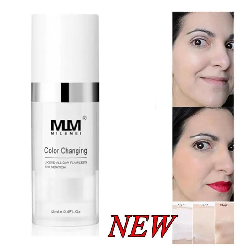 

Color Changing Foundation Cream Natural Self-adjusts Full Coverage Base Makeup Nude Professional Makeup Concealing 12ml/Bottle