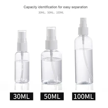 1 Uds botellas de Spray vacías transparentes de 30ml/50ml/100ml, Mini envase recargable de plástico, envases cosméticos vacíos