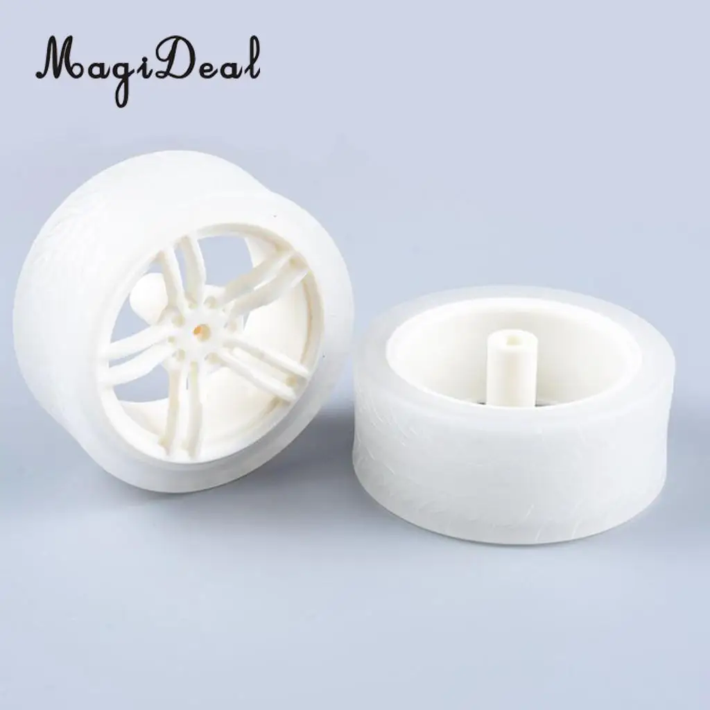 MagiDeal 2Pcs DIY Rubber Plastic Motor Wheel Tyre Tire for Smart Robot Car wheels Handmade Crafts RC Motor Car Parts Toys