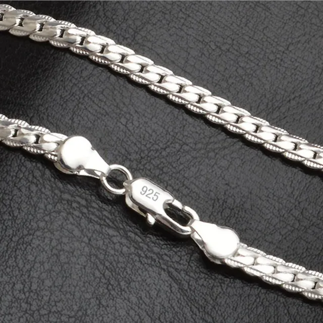 Reviews 5mm Fashion Chain 925 Sterling Silver Necklace Pendant Men Jewelry Hot Sale Full Side Necklace