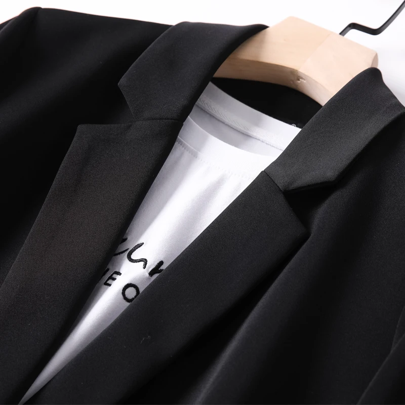 Shuchan Double Breasted Blazer Feminino Notched Loose Women's Jacket Autumn Fall 2019 New Items Solid Black Blazer Korean