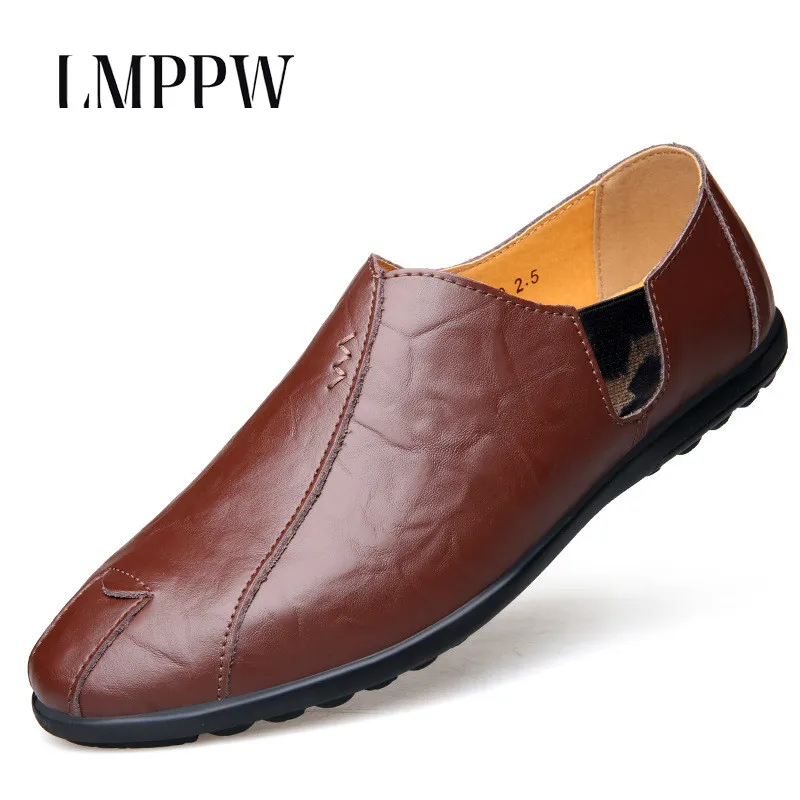 

Slip on Men Loafers Summer Leather Men's Breathable Casual Shoes Soft Bottom Men Flats Driving Shoes Light Men Loafers Moccasins