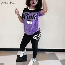 

Pink Letter Women Skinny Pantsuits Jumpsuit Round Neck Short Sleeve Sweatshirts Bodycon Patchwork Bodycon Tracksuits 2019 Summer