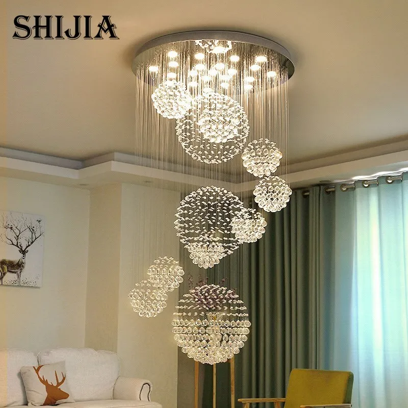 

Large Modern Crystal Double Helix Round Elegant Hotel Staircase Crystal Chandelier