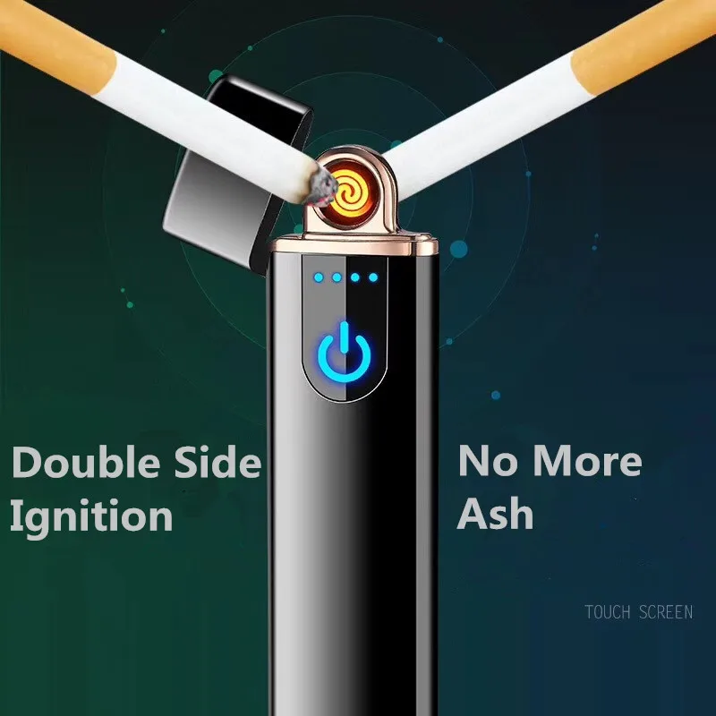 Двусторонняя огненная беспламенная дуговая Зажигалка USB зарядка плазменная