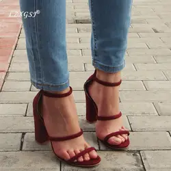 LZXGSJ женские летние сандалии на очень высоком квадратный каблук открытым носком Модные Повседневное молния Швейные 2018 новый Euramerican моды