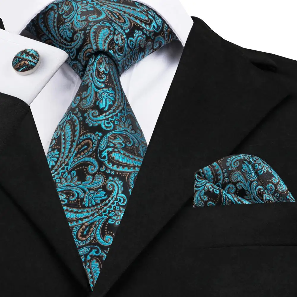 C 1722 Hi Tie New Design Tie Set Paisley Pattern Formal Necktie Pocket ...