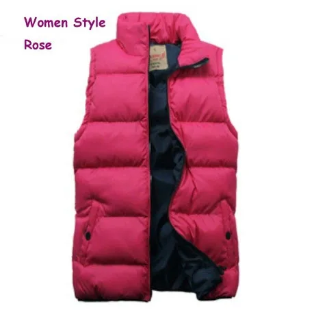 Осенне-зимний жилет для влюбленных женщин и мужчин, хлопковые ватные жилеты, куртки - Цвет: women rose