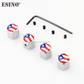 

4 x Car Styling Puerto Rico Flag Anti-theft Stainless Wheel Tire Valve Stems Caps Car Wheel Tire Stem Air Valve Caps