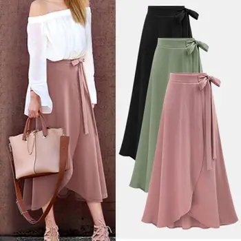 

2019 Women Maxi Boho Irregular Summer Beach Long Casual High Waist Fashion Skirt New