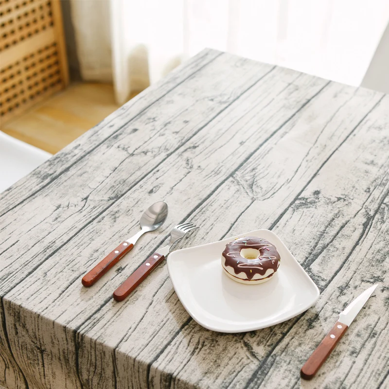 

Wood square cotton simplicity garden table cover fabric board grain natural tablecloth Countryside rectangle dining