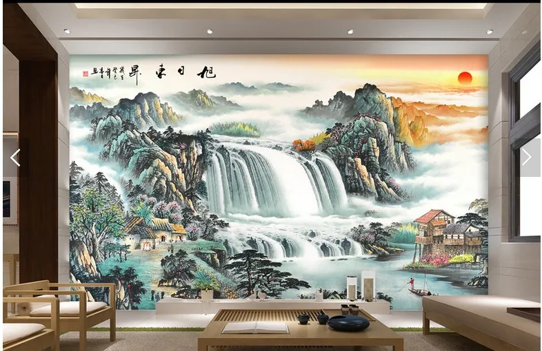 

2017 new diamond drill new large decorative painting full drill diamond big size The red sun rises in sky.