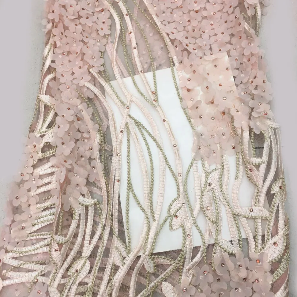 

2018 Latest African Lace Fabric Net Lace 3D Fabric Flowers Embroidered Tulle Lace Fabric For Wedding Dress J-20