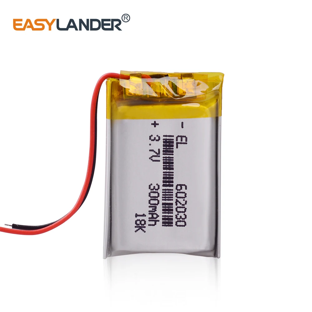 

300mAh 602030 3.7V lithium polymer battery, Bluetooth MP3 MP4 Smart Watch wireless card audio recorder Rechargeable Li-ion Cell
