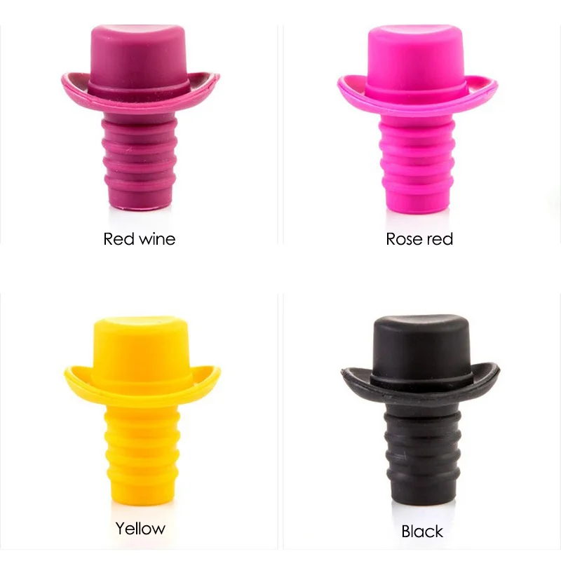 5pcs Wine Stopper Cork Wine Bottle Stoppers Silicone Plugs Wine Accessories Champagne Plug Small Hat Beer Red Wine Bottle Cap  (3)