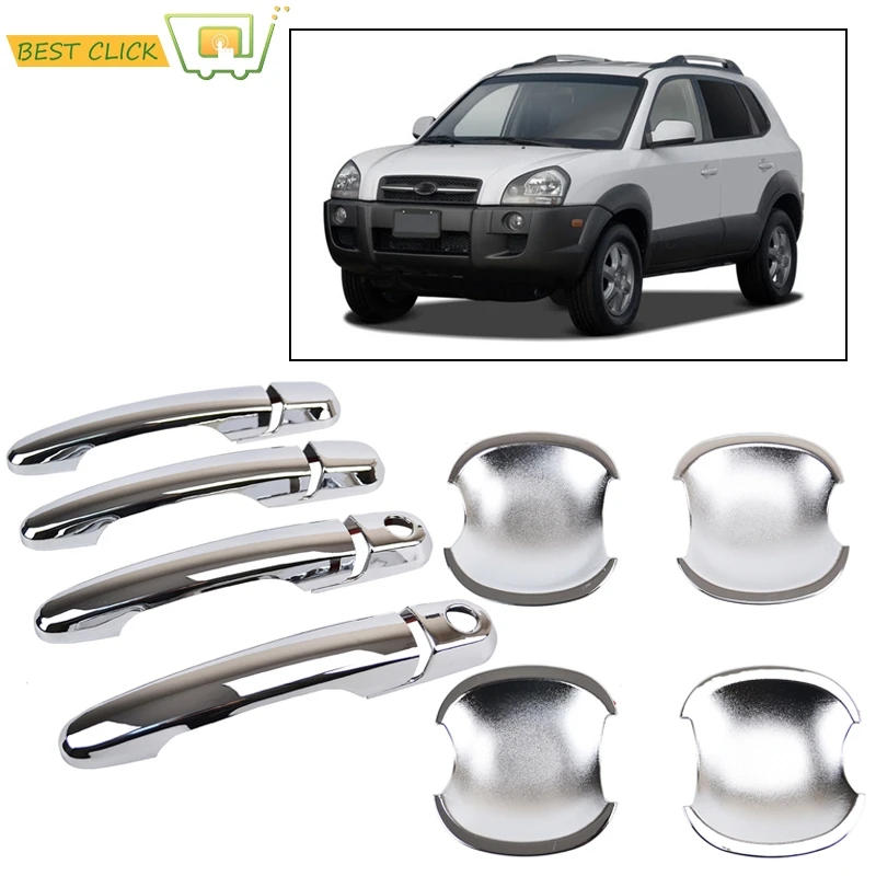 

ACCESSORIES 2IN1 FIT FOR 2005 2006 2007 2008 2009 2010 HYUNDAI TUCSON CHROME DOOR HANDLE COVER + BOWL CUP TRIM