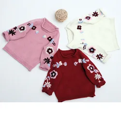 Baby Girl Sweaters Coat Infant Winter Hand embroidery Floral Sweaters Babys Cute Knit Pullover Casual For baby Girls Clothing Baby Girl Sweaters Coat Infant Winter Hand embroidery Floral Sweaters Babys Cute Knit Pullover Casual For baby Girls Clothing
