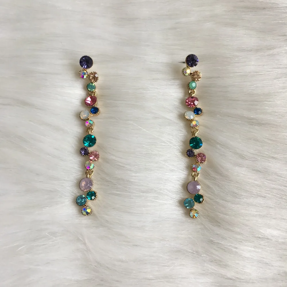

FASHION JEWELRY GOLD COLOR PLATING COLORFUL STONE TREE DROP EARRINGS FOR WOMEN GIRL