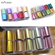 10 шт./кор. Золотой Серебряный ноготь Фольга s передачи Стикеры Чистый золотой серебряный ноготь переводная наклейка DIY Маникюр украшения для ногтей Фольга наклейки