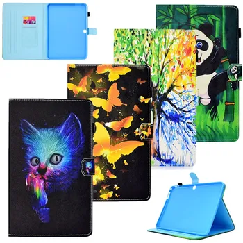 

Fashion Cat Bookcase Pattern PU Leather Flip Stand Case For Samsung Galaxy Tab 4 10.1 SM-T531 T530 T535 Cover Smart Tablet Case