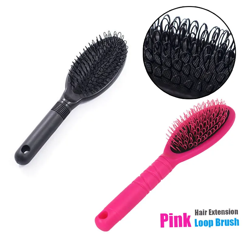 1 PC Hair Comb Black Pink Plastic Loop Hair Extensions Brush