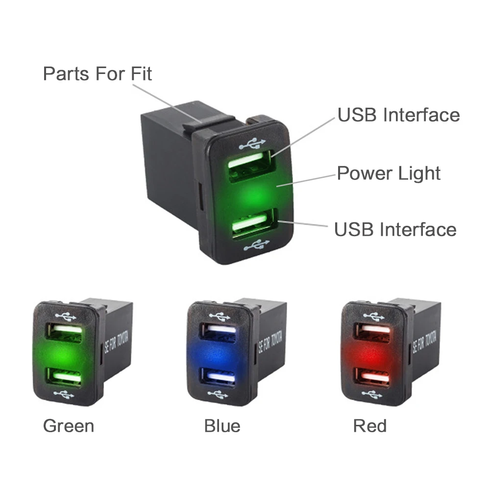 2USB порт 12-24 В розетка для автомобильного прикуривателя адаптер питания с светодиодный цифровой вольтметр метр монитор для Toyota Usb Автомобильное зарядное устройство