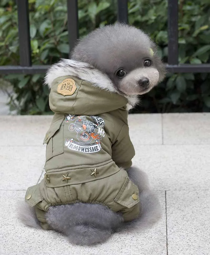 New Fashion Pet Dog Costume Pet Winter Parkas Clothes for Small Dogs Khaki Green Chihuahua Yorkies Jumpsuit Apparel S M L XL XXL6