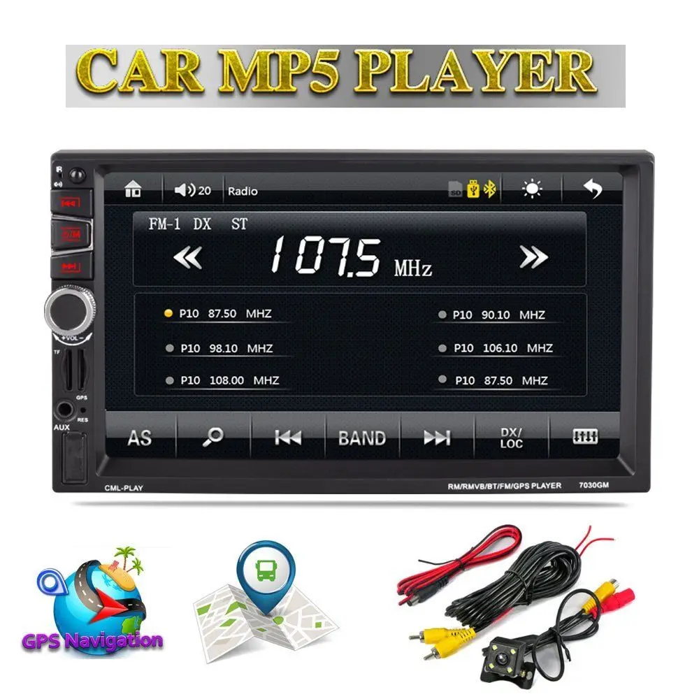 

7" 2 Din Car Radio GPS Navigation Audio Stereo Bluetooth USB FM Autoradio Vehicle Multimedia MP5 Player Mirror Link Rear Camera