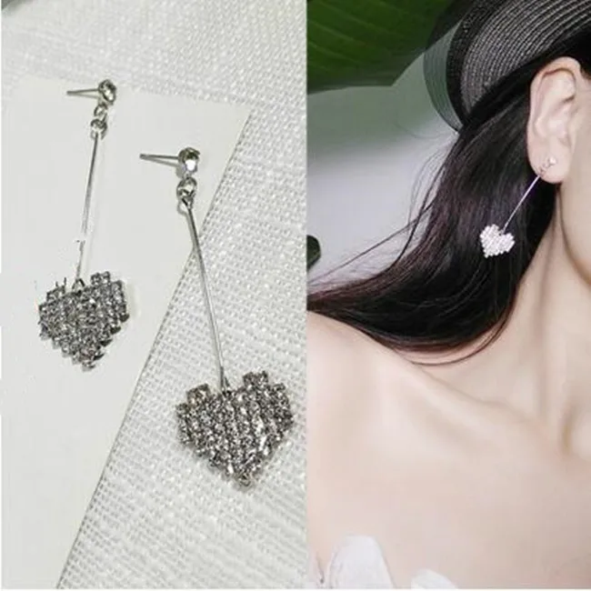 

ex586 Wedding party gift fashion temperament sweet crystal alloy heart-shaped peach heart earrings women's best gift