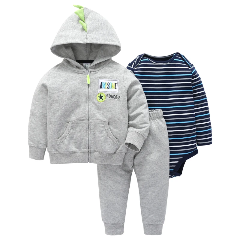 Комплект одежды для маленьких девочек, куртка с капюшоном+ комбинезон+ штаны, Одежда для новорожденных, спортивный костюм г., унисекс, хлопковый костюм для новорожденных