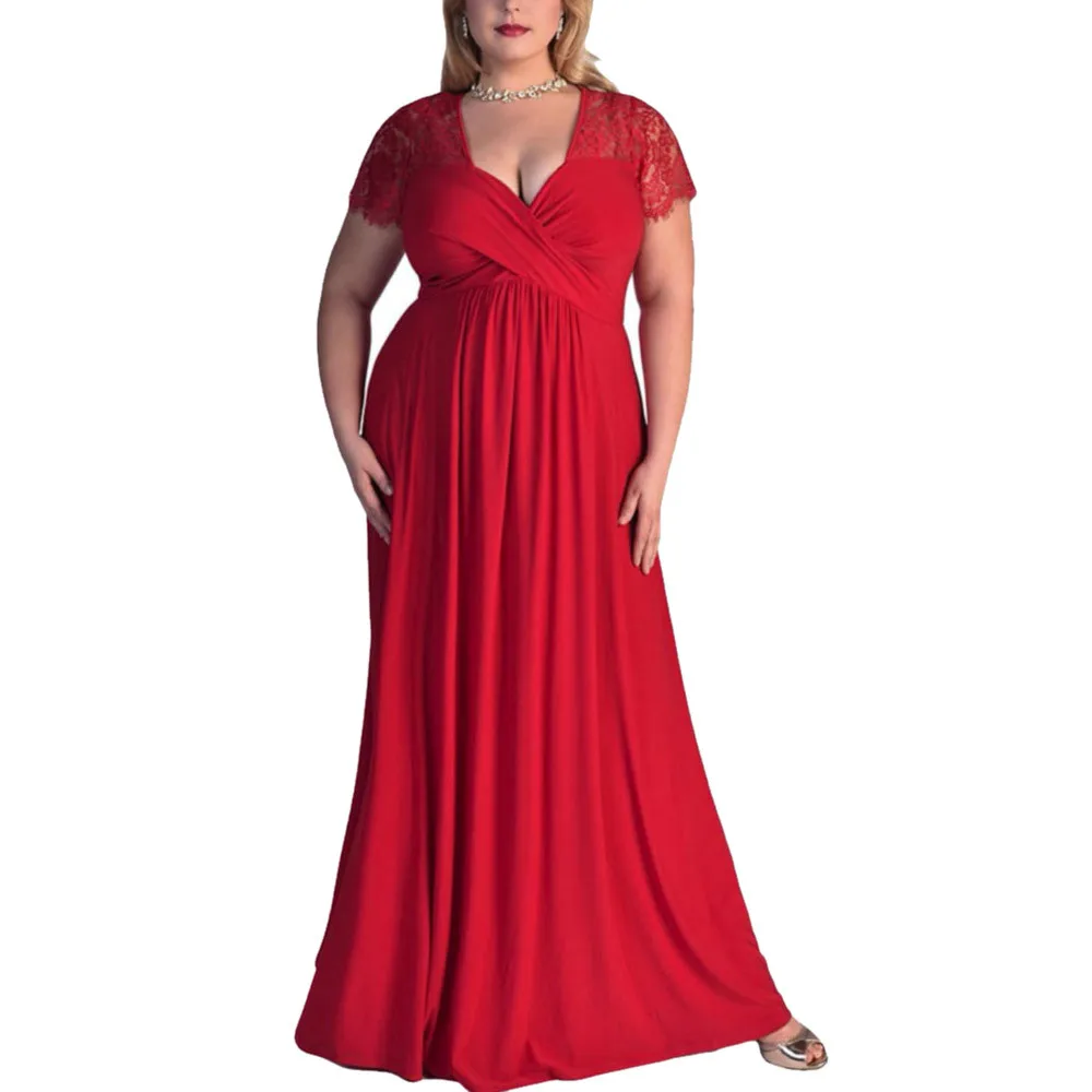 JAYCOSIN женские большие большого размера плюс элегантные сексуальные вечерние макси длинные маленькие черные красные вечерние кружевные платья L XL 2xl 3xl одежда платье