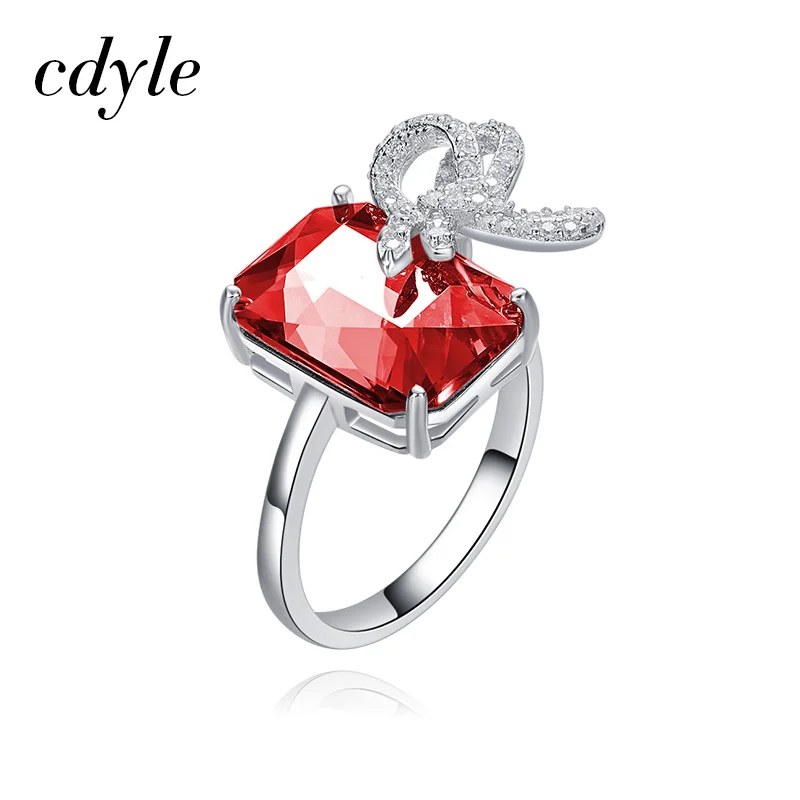 

Cdyle Crystals from Swarovski Romantic Bowknot Austrian Rhinestone Wedding rings 925 Sterling Silver Pulseira Feminina Jewelry