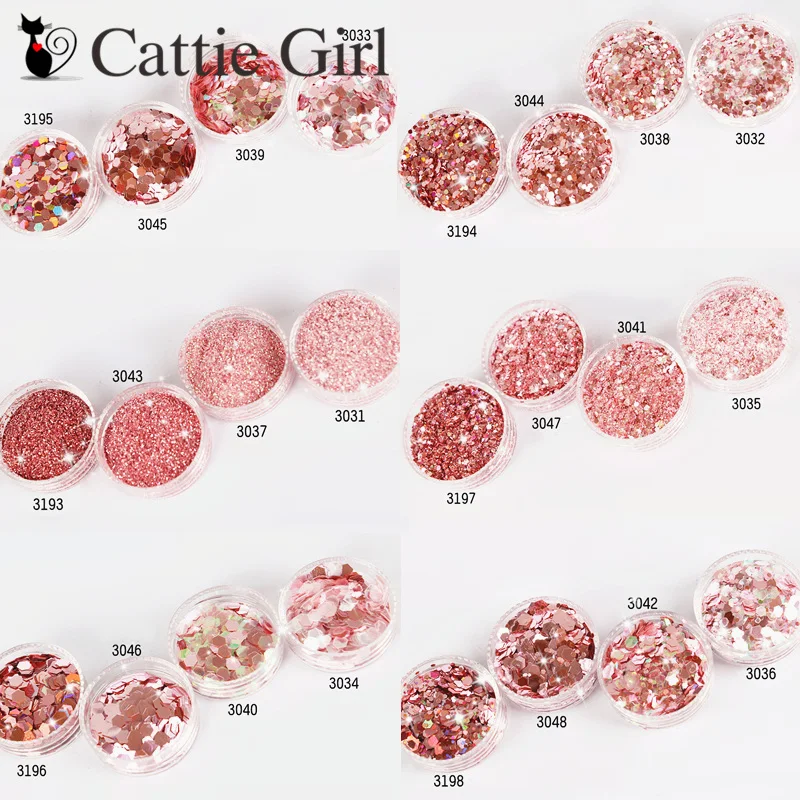 1 مربع هولو ارتفع الذهب مسمار مجموعة ترتر براقة ماكياج بريق مسحوق مسمار الفن مسحوق الغبار مانيكير مسمار زينة مجموعة