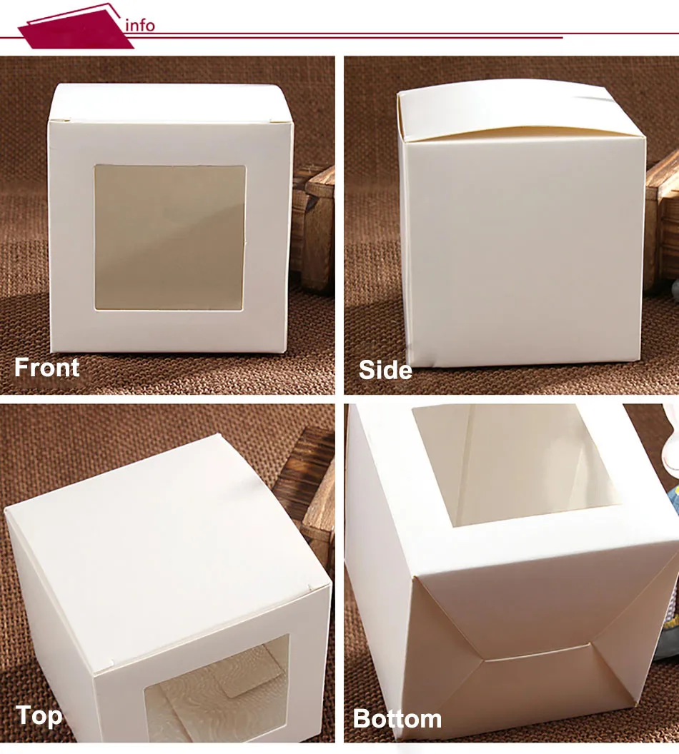 Многоразовая Подарочная коробка с ПВХ окном, разноцветная конфетная упаковочная коробка с окошком, бумажная картонная коробка для свадебных сувениров, оконная посылка, 50 шт